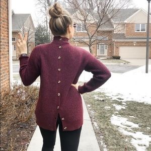 Abercrombie Button Back Burgundy Sweater